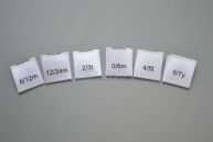 1.5*3.5cm White Polyester Centre Fold Single-Sided Printed Size Labels 100pcs/Pack SL026