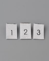 Black Number On White Polyester Centre Fold Satin Woven Size Labels 100pcs/Pack SL051