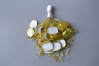  Hang Tag Polyester String with Aluminum Square Single Plug and Fastener gold/green/silver 1000pcs/pack HTS230