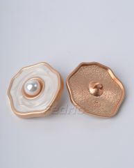 Cream Gold Flower Pearl Enamel Buttons Sewing Shank Metal Base Buttons 5 pcs 201415