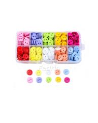 Color Mixed Plastic Sewing Buttons with Storage Box 2 Holes 10 Colors 350 pcs/Box 203459