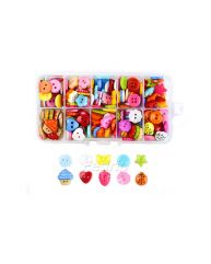  Mixed Shapes Cute Plastic Sewing Buttons Resin Ornament Buttons in Storage Box for Crafts DIY 220 pcs/Pack 203460