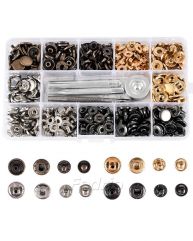 12.5mm 100 Sets Leather Snap Fastener Kit Metal Buttons Press Stud with 4  Tools for Clothes, Jackets, Jeans 203464