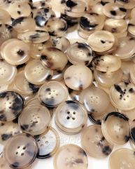 Polished Genuine Natural Horn Buttons with 4 Holes Natural Pattern 100 Pieces 204538