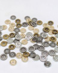 Flat Wide Rimmed Metal Buttons with 4 Holes for Sewing Embellishment 10 Pieces 204539