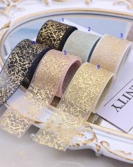 Wired Gold Glitter Organza Ribbons