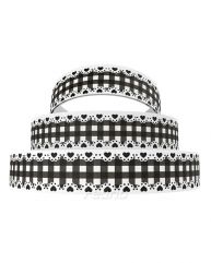 Heart-Shaped Edge Printed Gingham Ribbon Black and White Plaid Ribbons for Crafts Sewing 50 Yards/Roll 205665