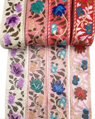 Light Ethnic Embroidery Floral Jacquard Ribbons DIY Accessory 9.5 Yards/Piece 205675