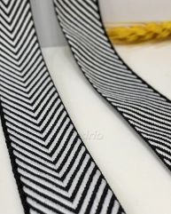Black White Chevron Twill Herringbone Tape Gift Wrap Ribbon 50 Yards/Roll 205719