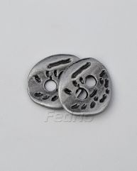Silver Flat Antique Wrinkled 2-Hole Metal Buttons 19mm*17mm 1000pcs-CB024