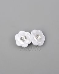 White Camellia Flower Rhinestone Plastic Shank Buttons 1000pcs-CB032
