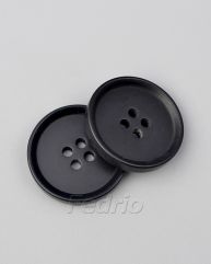 Black 4-Hole Raised Rim Plate Plastic Resin Buttons 22.5mm 1000pcs-CB008