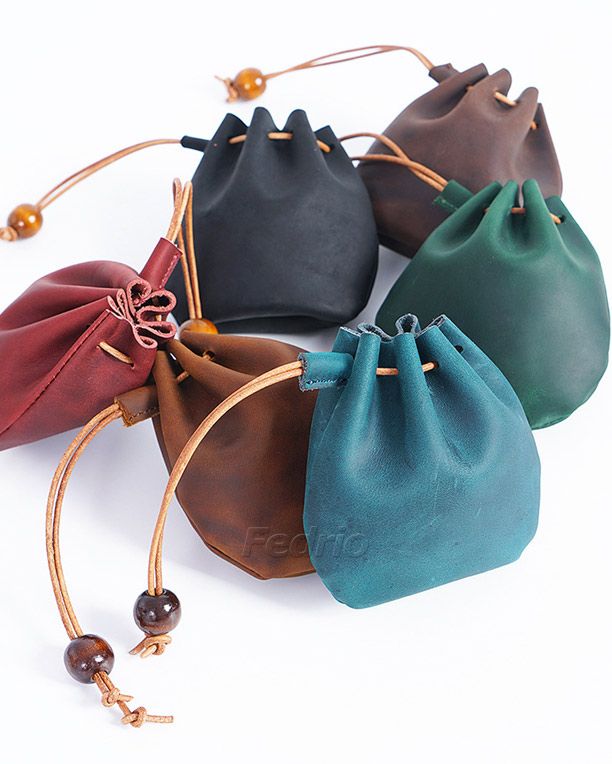 Leather Drawstring Coin Bag