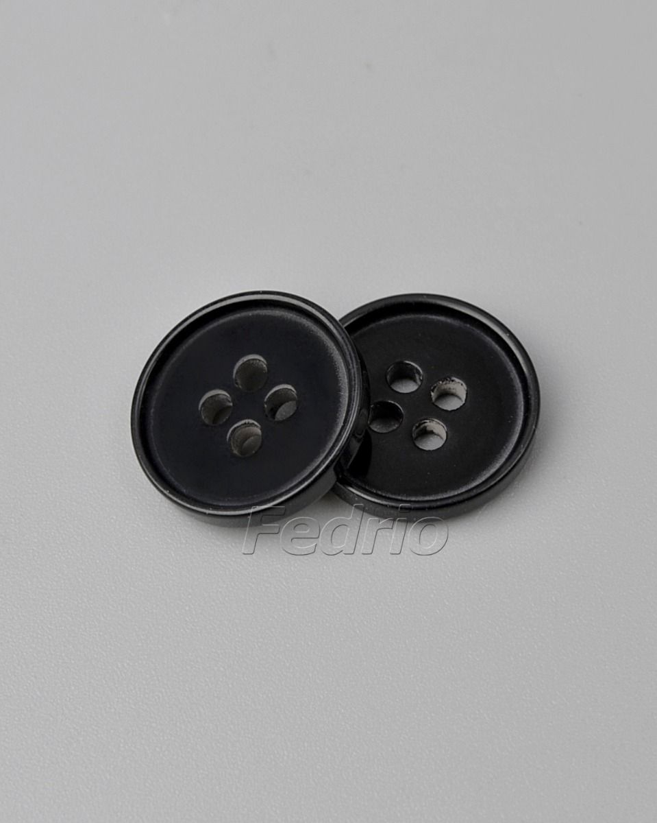 Vintage Glossy Black Raised Edge Sewing Plastic Buttons 