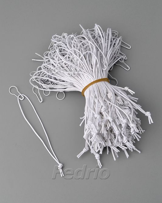 White/Black Waxed Cotton Cord with Safety Pins for Hang Tags