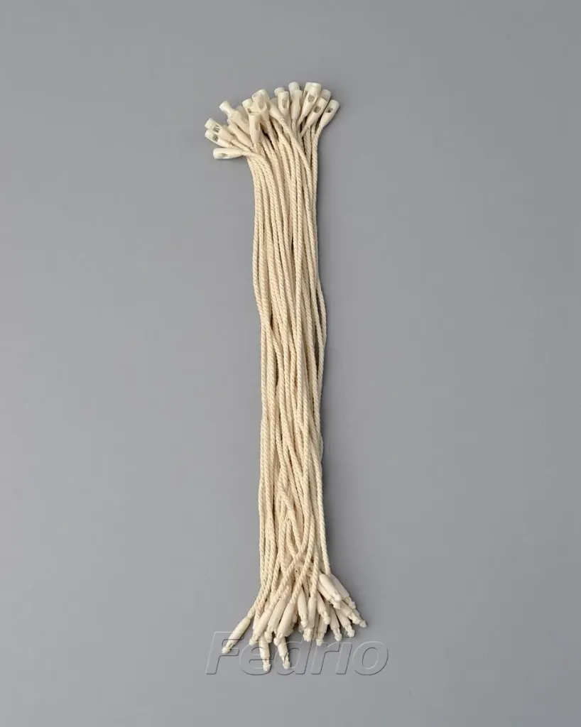 Beige Cotton Hang Tag String with Plastic Locker 18.3cm 1000pcs HTS097