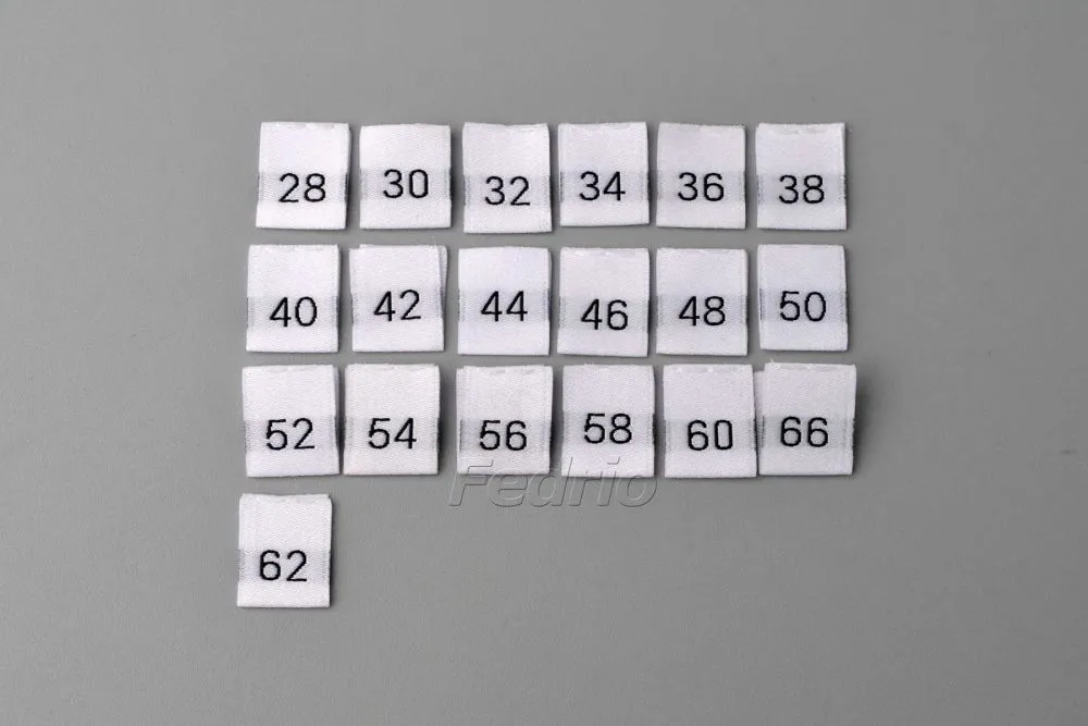 White Polyester Centre Fold Woven Size Labels 1.2*3cm100pcs/Pack 004005