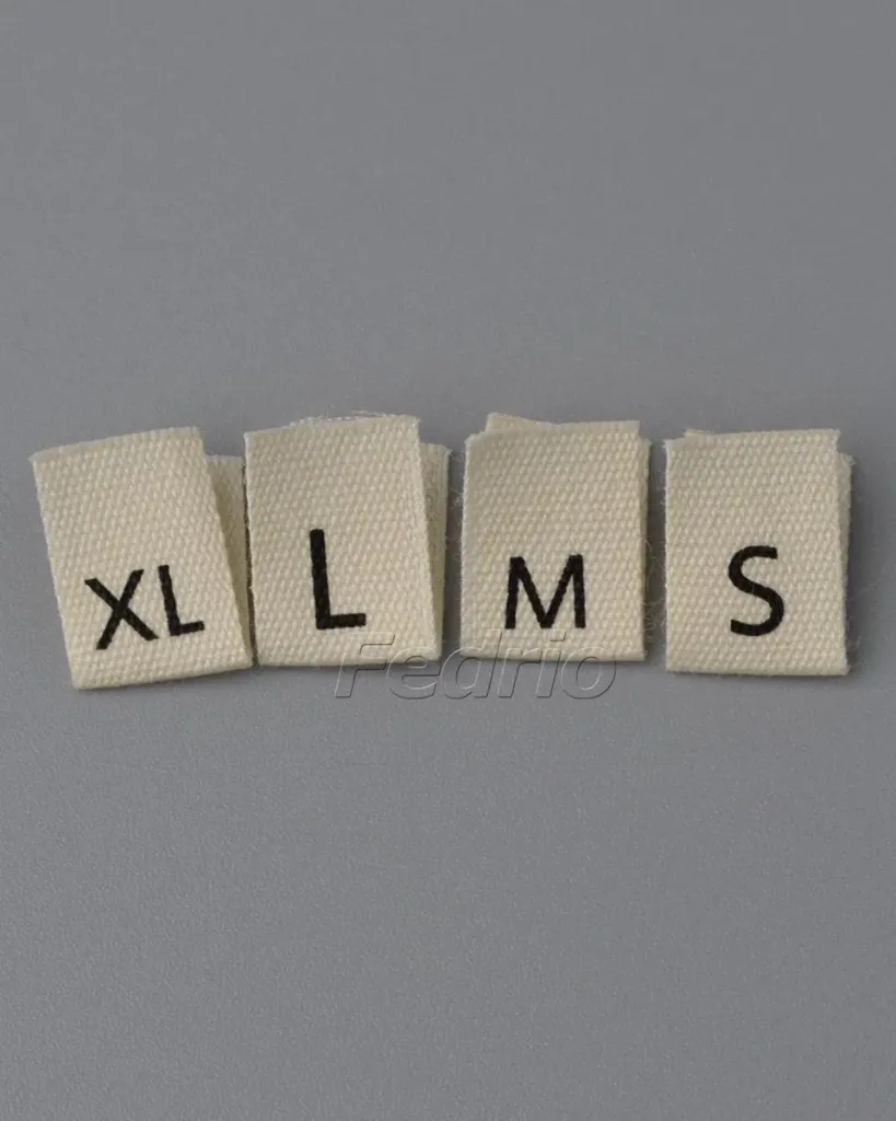 Beige Cotton Centre Fold Printed Size Labels For Clothing 100pcs/Pack 004006