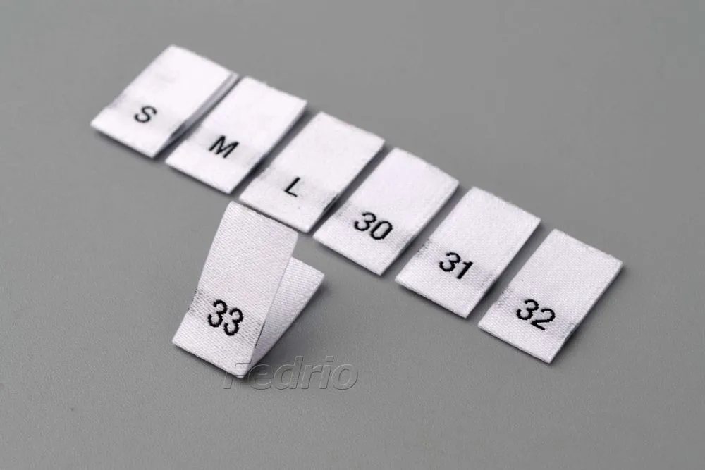 White Polyester Centre Fold Damask Woven Size Labels 1*3.5cm 100pcs/Pack 004009