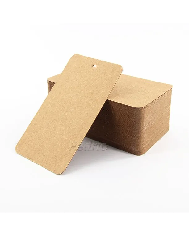 Rectangle Unstring Kraft Paper Hang Tags Gift Jewelry Yard Sale Labels 200 Pieces/Pack 205683 (2*3cm)
