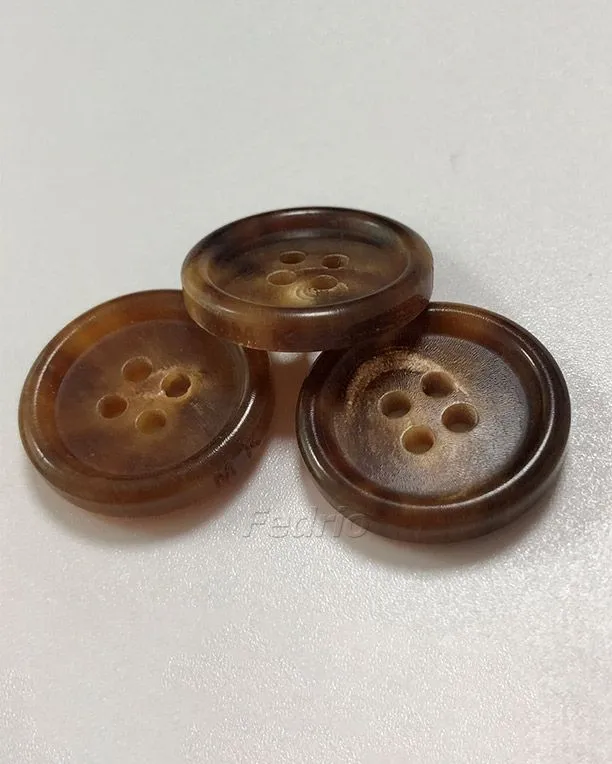 100 Pieces Natural Genuine Horn Round Buttons with Narrow Trim 4 Holes Sewing Buttons 204535