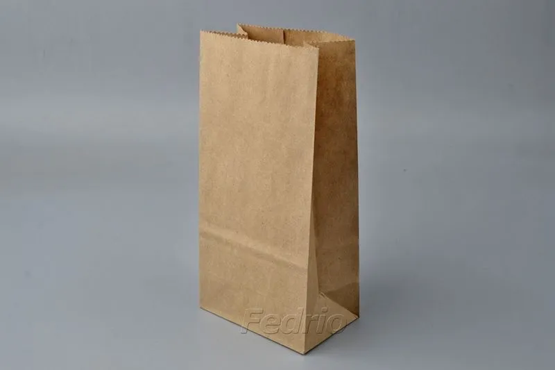 Square Bottom Brown Kraft Paper Bags For Lightweight Goods Or Food 100pcs-009354
