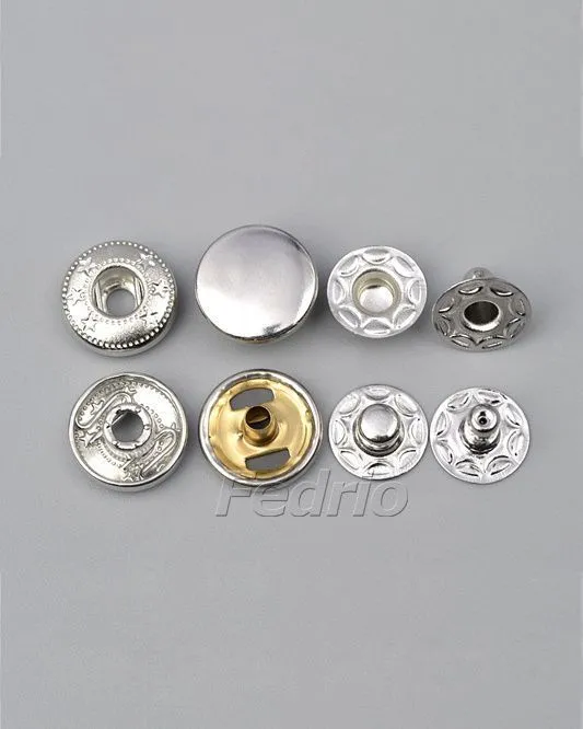 Dome Cap Engraved-Star Socket Basic S-Spring Snap Fastener Stud Buttons 100 Sets SF003