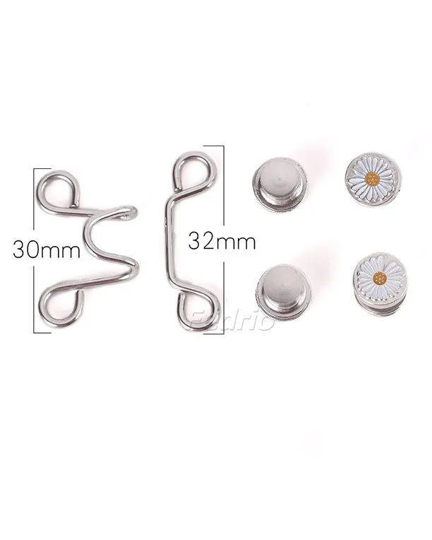 Non-sewn Daisy Hook and Eye Closure for Adjusting Jeans Pants 2 Sets 205682