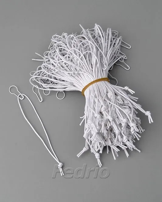 1000 Pieces White/Black Waxed Cotton Cord with Gourd Safety Pins for Swing Hang Tags Pre-knotting Gift Apparel Tag Cord Fastener HTS002 (white)