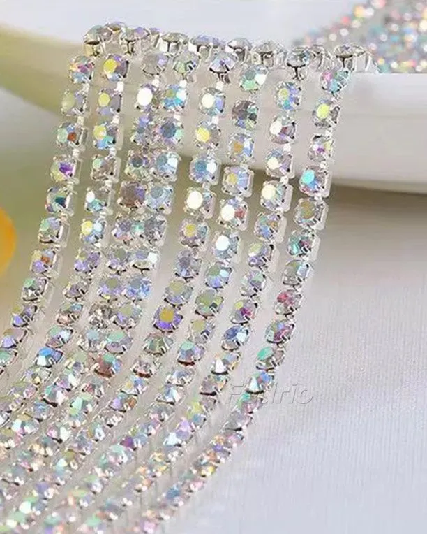 Crystal Rhinestone Close Chain Trimming Cup Chain for DIY Arts Crafts Sewing Jewelry Making 9 Meters/Pack 204576