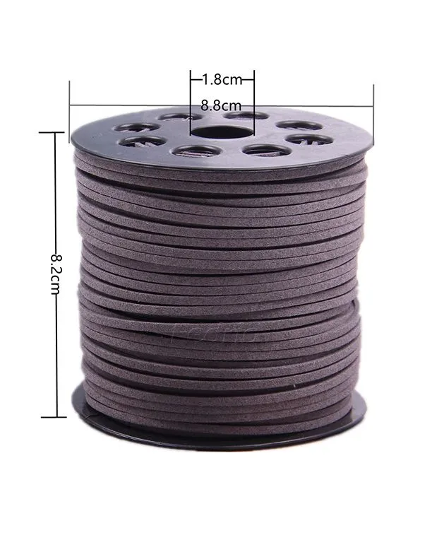 2.6mm wide Microfiber Flat Leather Cord Faux Seude Beading String for Jewelry Making 90 Meters/Roll 206735