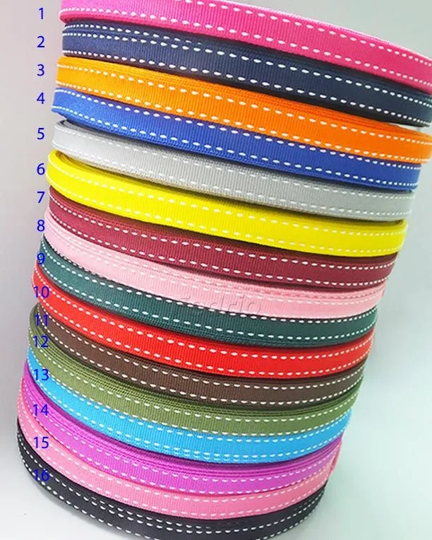 50 Yards/Roll Stitched Grosgrain Ribbon 16 Solid Colors 1cm Ribbon for Wedding Gift wrapping Bow Making 205693