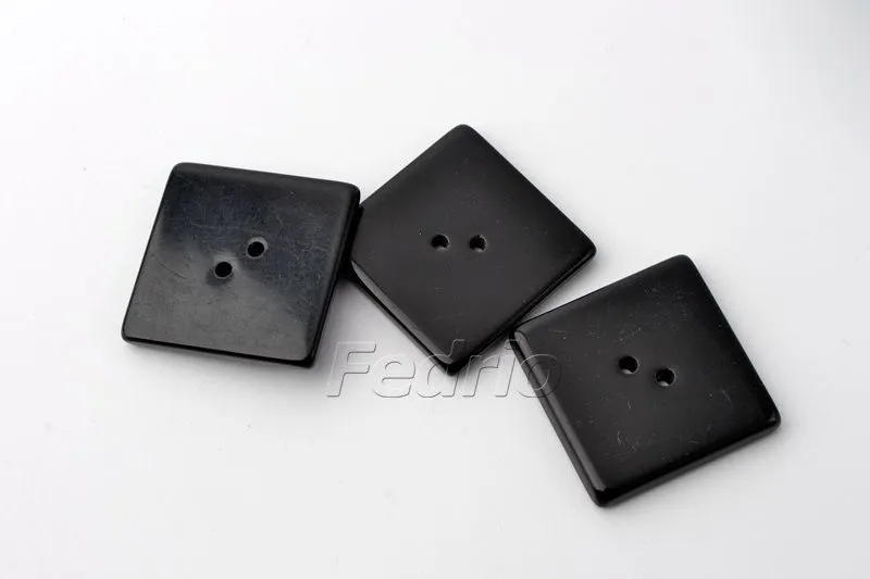 Black 2-Hole Flat Square Plastic Buttons 100pcs/Pack 009238