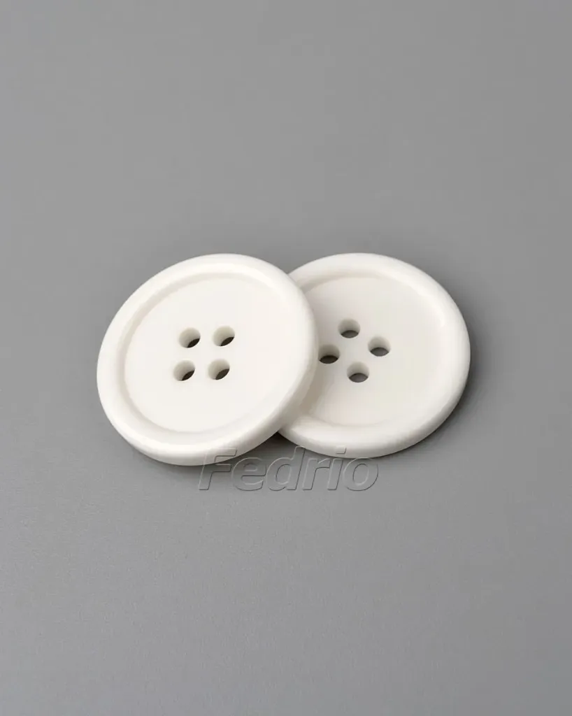 White 4-hole Raised Edge Plastic Buttons 25mm 1000pcs-CB036