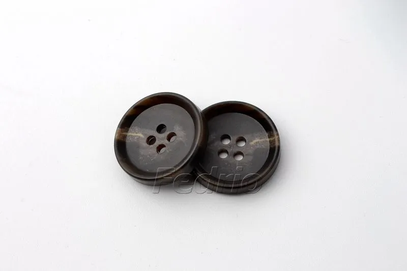 4-Hole Round Horn Imitation Black Flat Plastic Buttons for coat 100pcs/Pack 009225
