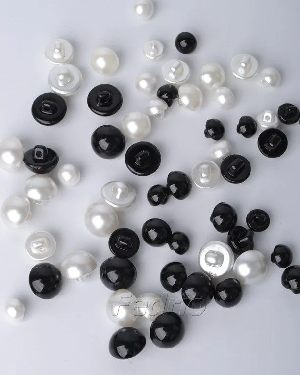 Mixed Imitation Pearl Shank Buttons Plastic Buttons with Holes for Sweater Jacket 10 Pieces 203452