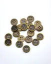 Antique Gold Tyre Rim Flat Metal Buttons with 4 Holes for Sewing 10 Pieces 204541