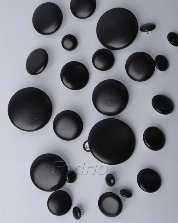 Black Imitation Leather PU Covered Sewing Shank Buttons for Coat Jacket 10 pcs/Pack 201397 (18L)