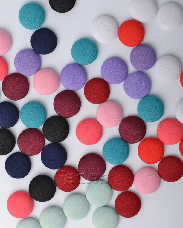 Solid Round Fabric Buttons Cloth Covered Flatback Buttons 100 Pieces 203442