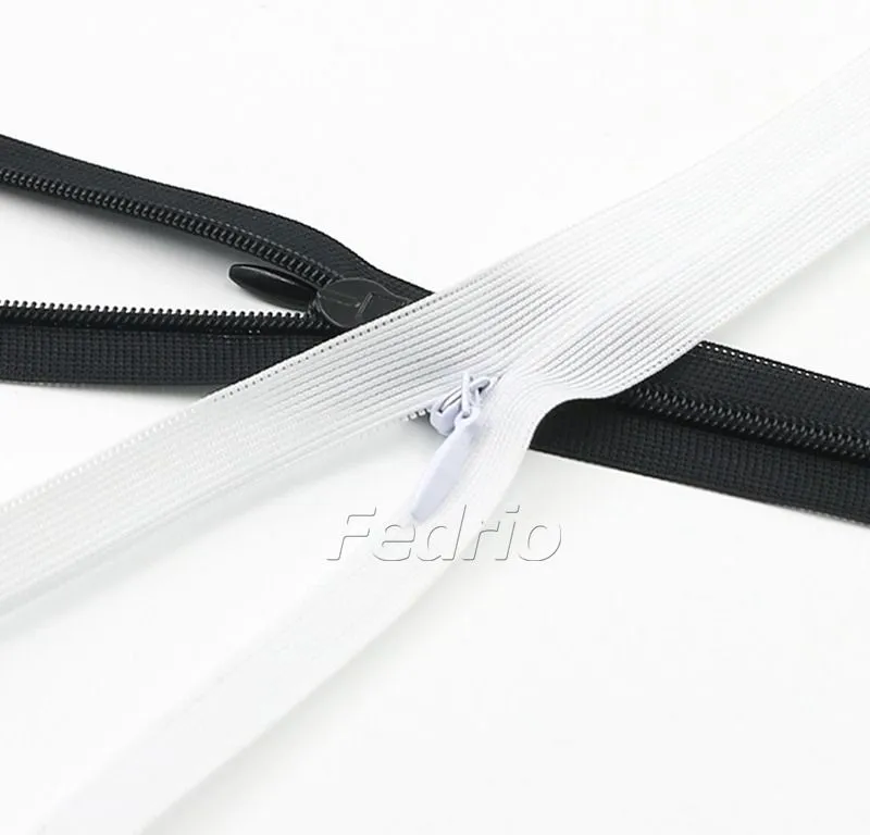 #3 Invisible Closed-End Lace Tape Nylon Coil Zipper Tears Drop Slider 20pcs/Pack 009297 (white, 20cm)