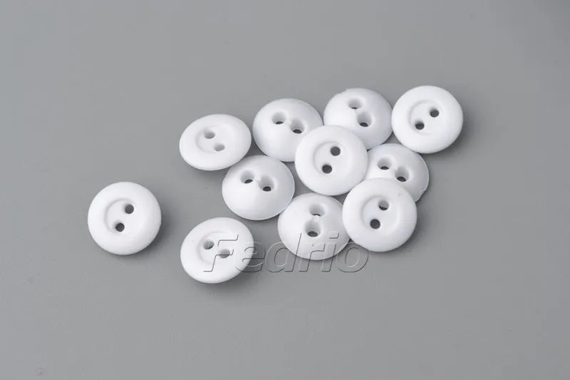 White 2-Hole Round Rubber Buttons shirt sewing buttons polo rugby 1000pcs- 009335 (1.25cm)
