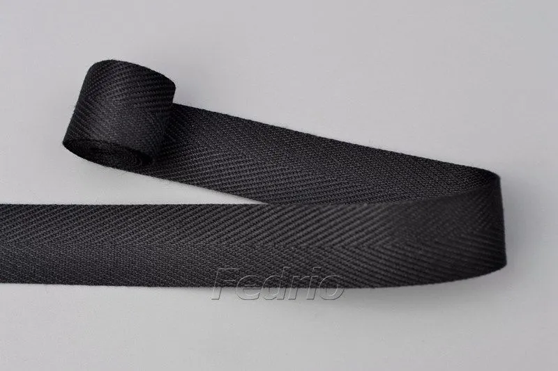 Black herringbone ribbon 16mm 55yards-RB48 | Fedrio